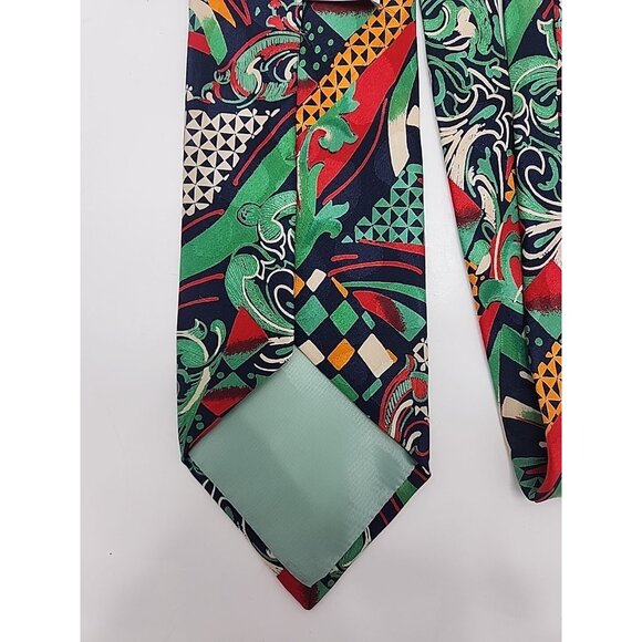 V2 By Versace Necktie Mens Silk Tie 1990S Vintage Italy Abstract RETRO Loose Tag - Picture 6 of 8